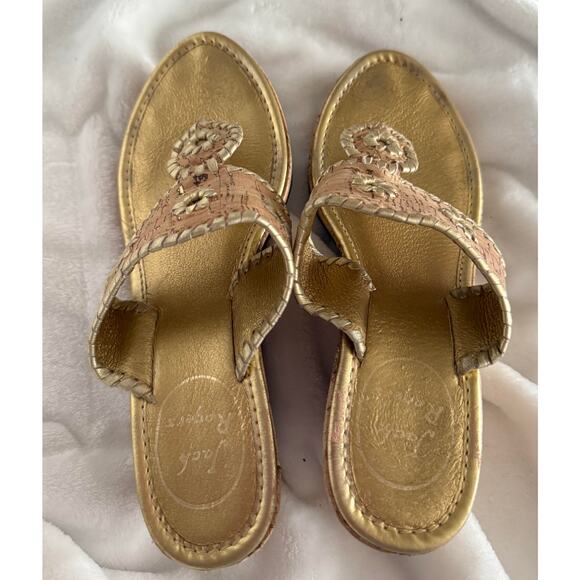 Marbella Wedge Sandal in Cork and Gold by Jack Rogers Size 6.5/6 1/2 - Picture 6 of 10